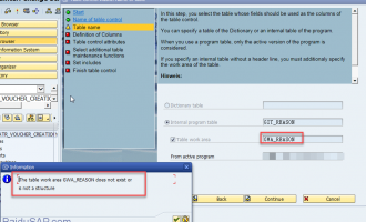 [问题解决]创建table control提示The table work area  does no is not a structure错误信息